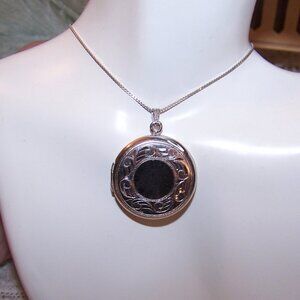 Van Dell Round Sterling Silver Locket - Engraved Design to Front